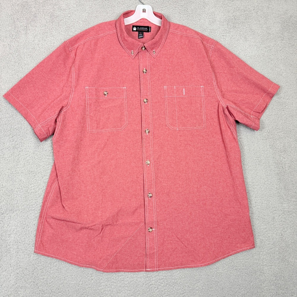 Alaskan Hardgear Duluth Mens 2XL Red Short Sleeve Button Down Shirt Standard Fit